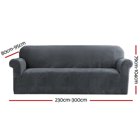 Artiss Sofa Cover Couch Covers 4 Seater Velvet Grey Chez Guru