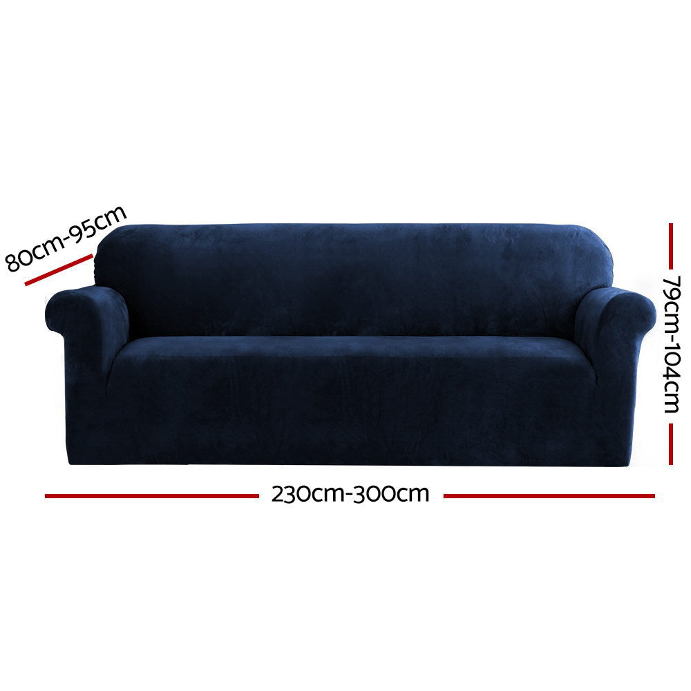 Artiss Sofa Cover Couch Covers 4 Seater Velvet Sapphire Chez Guru