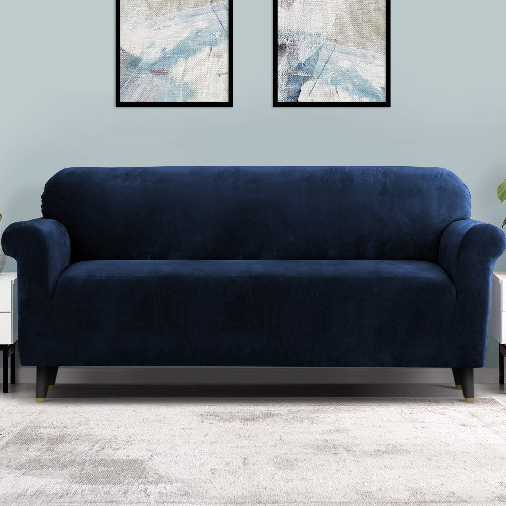Artiss Sofa Cover Couch Covers 4 Seater Velvet Sapphire Chez Guru