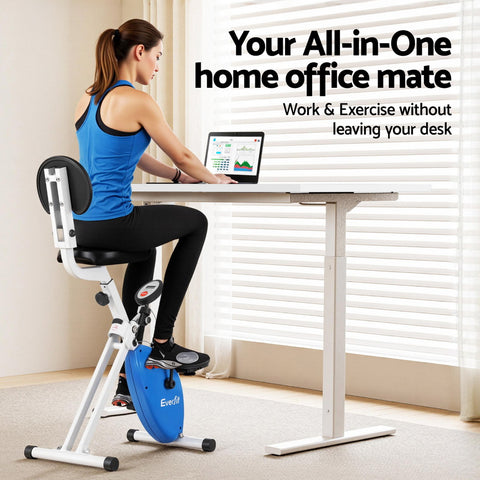 Artiss Under Desk Folding X-Bike with 120cm Automatic Standing Desk Magnetic Resistance White