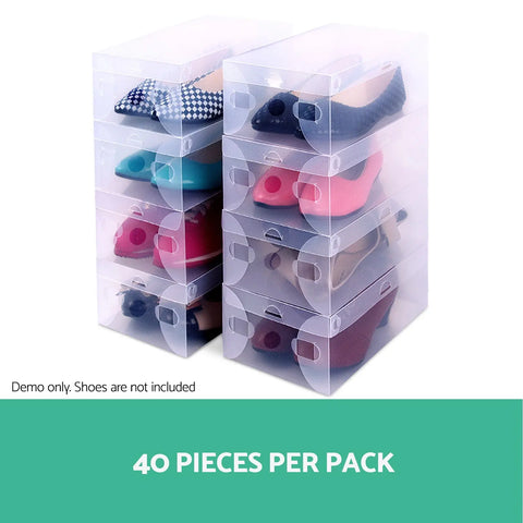 Artiss 40X Shoe Box Storage Clear Case Foldable Stackable Chez Guru
