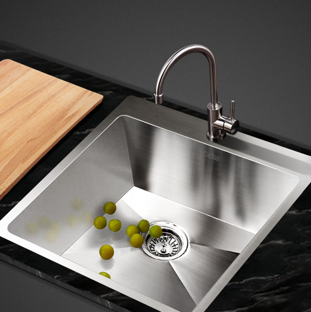 Cefito Kitchen Sink 53X50CM Stainless Steel Basin Single Bowl Silver Chez Guru
