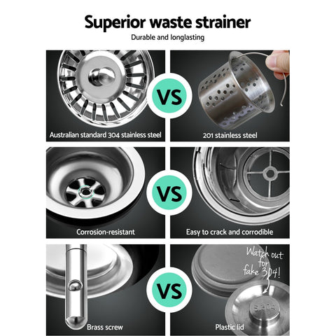 Cefito Kitchen Sink 53X50CM Stainless Steel Basin Single Bowl Silver Chez Guru