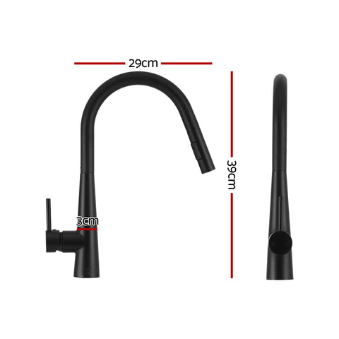 Cefito Stainless Steel Sink 81x45CM With Pull Out Mixer Tap Kitchen Basin Single Bowl Black