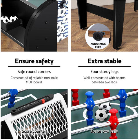 4FT Soccer Table Foosball Football Game Home Family Party Gift Playroom Blue Chez Guru