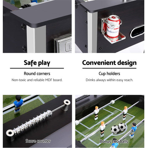 5FT Soccer Table Foosball Football Game Home Family Party Gift Playroom Black Chez Guru