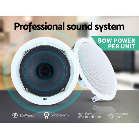 2 x 6" In Ceiling Speakers Home 80W Speaker Theatre Stereo Outdoor Multi Room Chez Guru