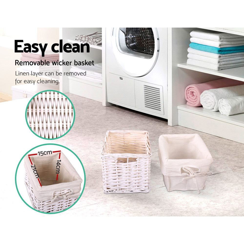 Artiss Bedside Table 1 Drawer with Basket Rustic White X2 Chez Guru