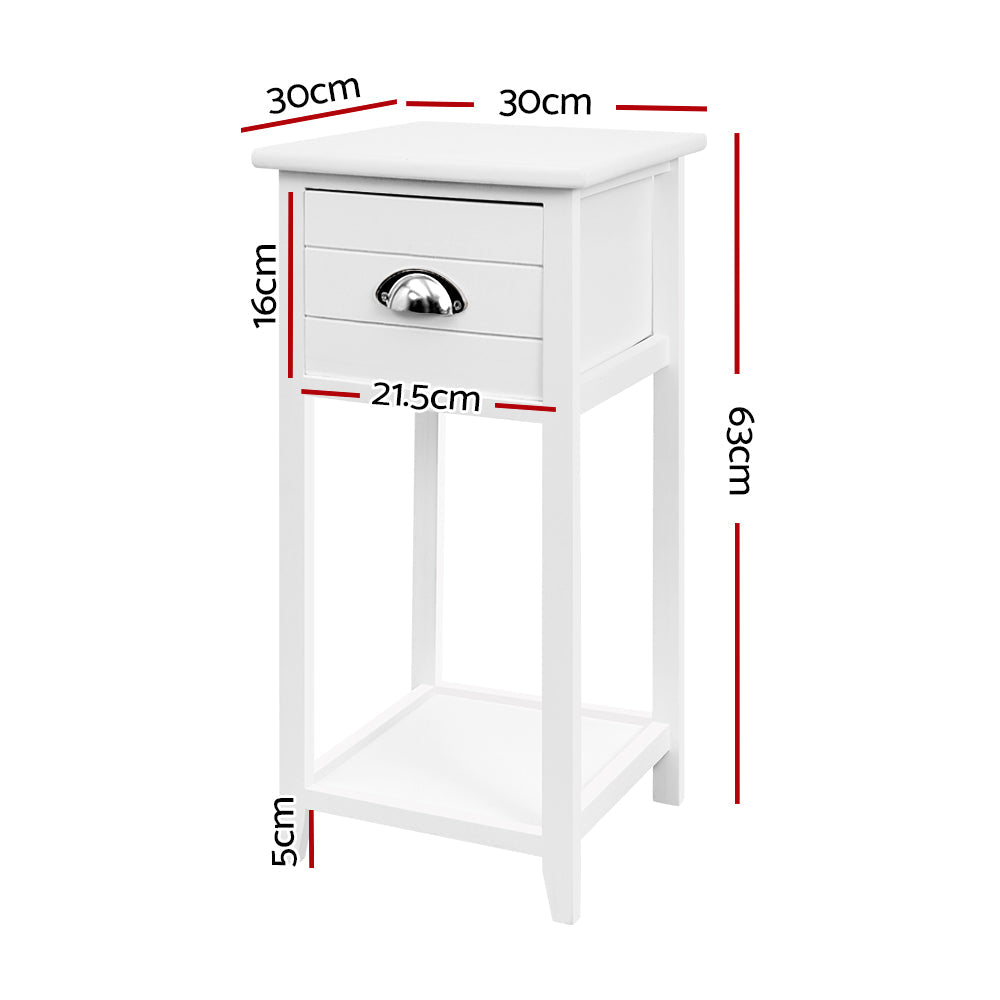 Artiss Bedside Table Vintage - THYME White Chez Guru