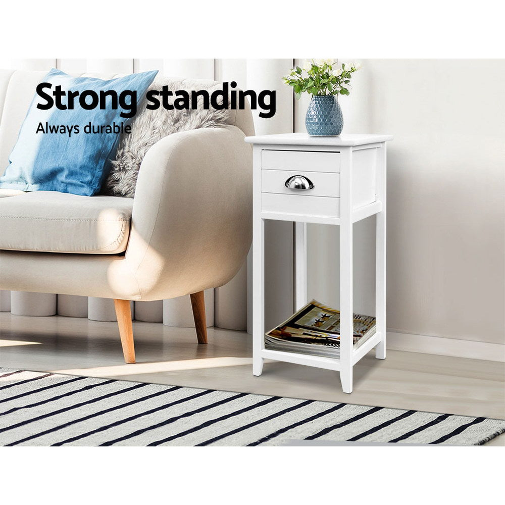 Artiss Bedside Table Vintage - THYME White Chez Guru