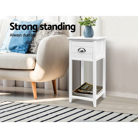 Artiss Bedside Table Vintage - THYME White Chez Guru
