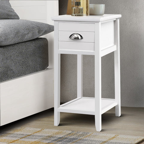 Artiss Bedside Table Vintage - THYME White Chez Guru