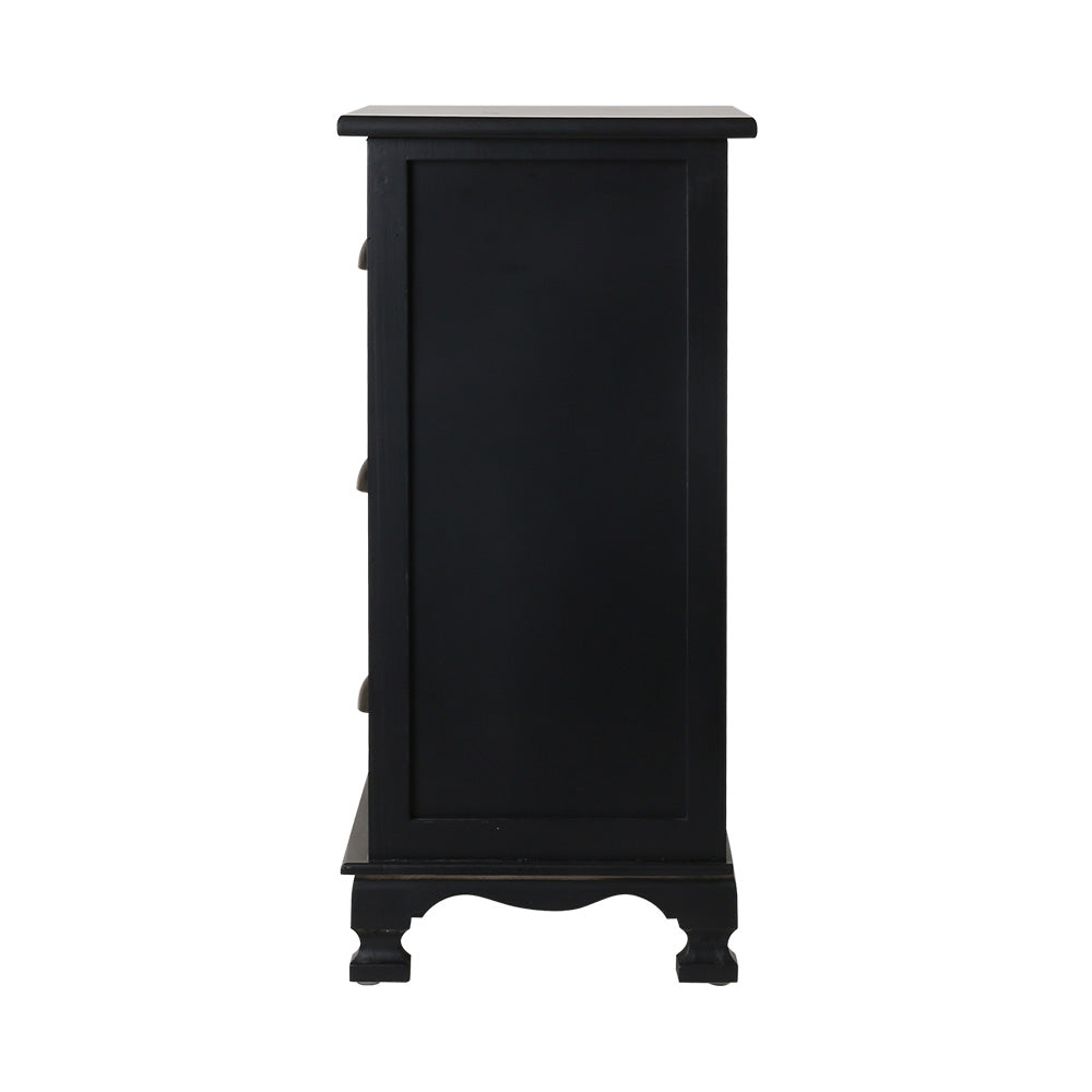 Artiss Bedside Table 3 Drawers Vintage - THYME Black Chez Guru