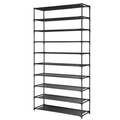 Artiss Shoe Rack Cabinet Stackable 50 Pairs 10-Tier Black Chez Guru