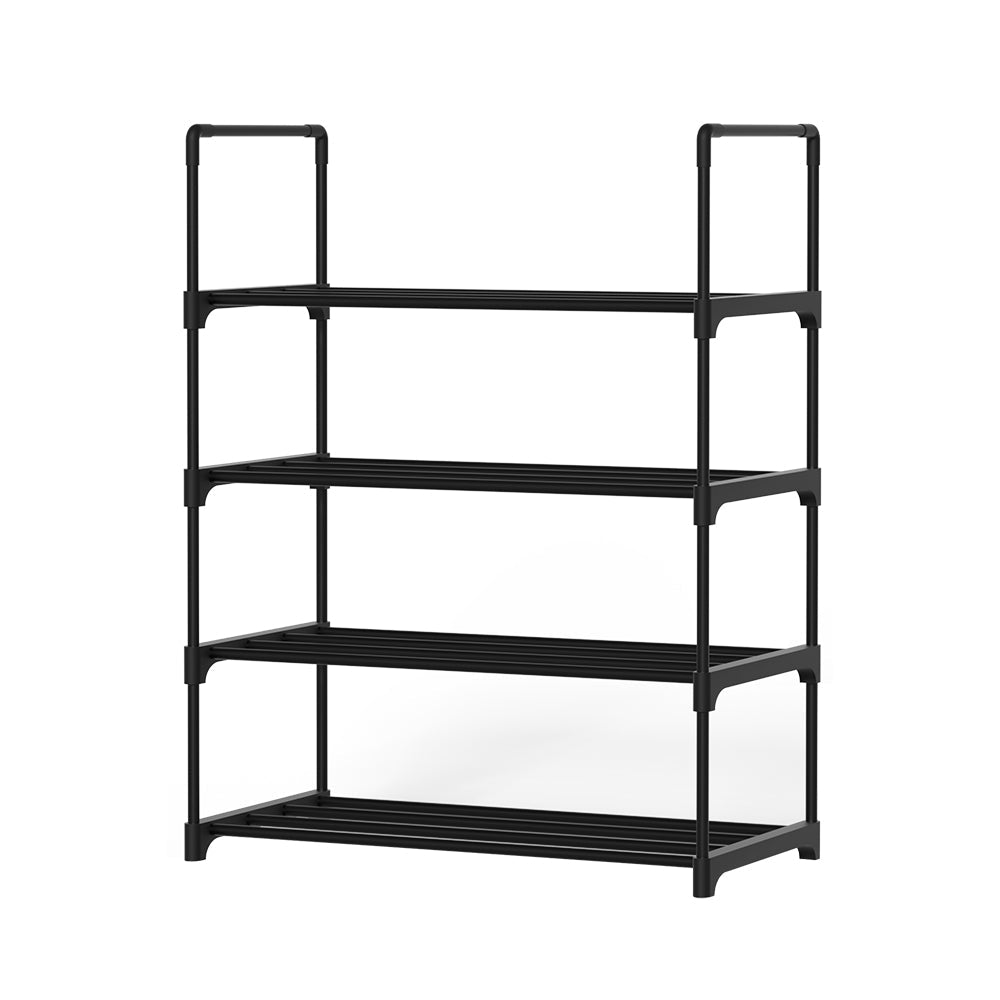Artiss Shoe Rack Cabinet Stackable 4-tier 12 Pairs Black Chez Guru