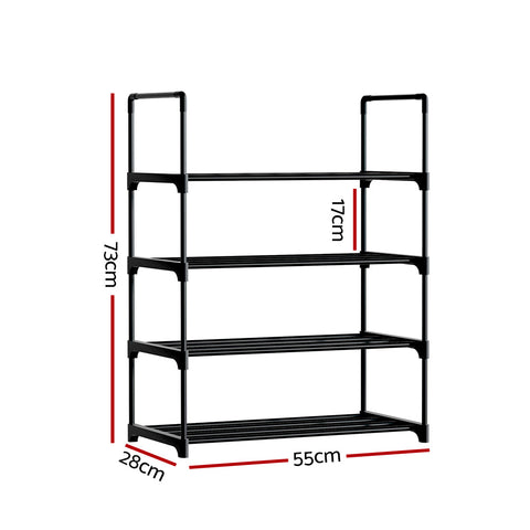 Artiss Shoe Rack Cabinet Stackable 4-tier 12 Pairs Black Chez Guru