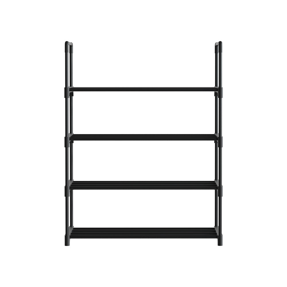 Artiss Shoe Rack Cabinet Stackable 4-tier 12 Pairs Black Chez Guru