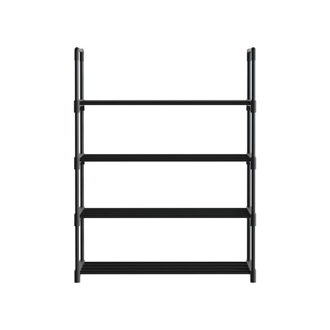 Artiss Shoe Rack Cabinet Stackable 4-tier 12 Pairs Black Chez Guru