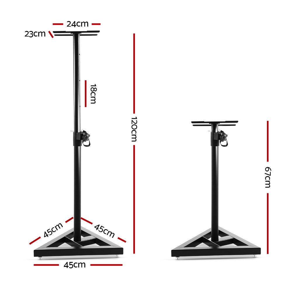 Alpha Speaker Stand 67-120cm Adjustable Height Surround Sound Studio Home 2pcs Chez Guru
