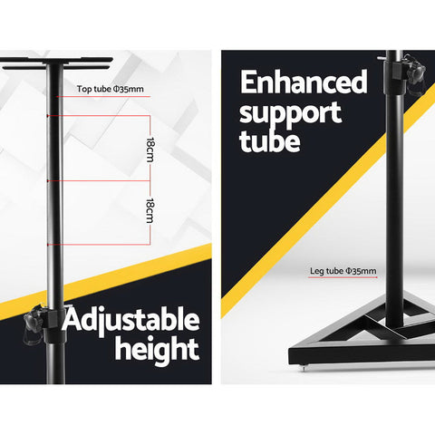 Alpha Speaker Stand 67-120cm Adjustable Height Surround Sound Studio Home 2pcs Chez Guru
