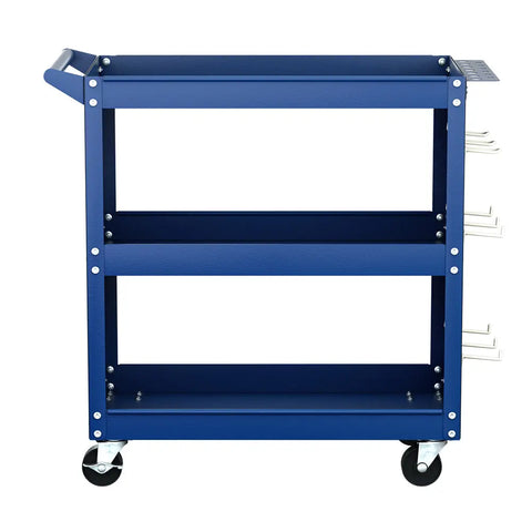 Giantz 3-Tier Tool Cart Storage Trolley Workshop Garage Pegboard Hooks Blue Chez Guru
