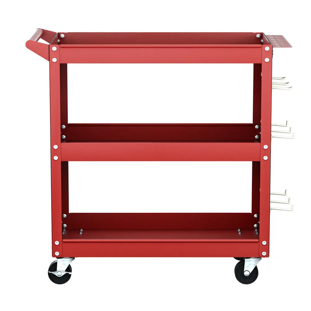 Giantz 3-Tier Tool Cart Storage Trolley Workshop Garage Pegboard Hooks Red Chez Guru
