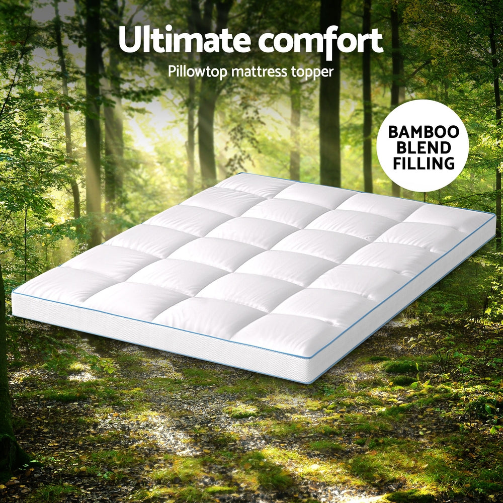 Giselle Bedding Mattress Topper Pillowtop Bamboo 10cm Double Chez Guru