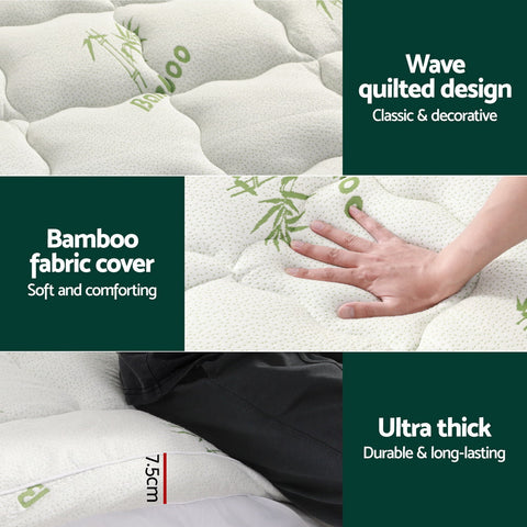 Giselle Bedding Mattress Topper Pillowtop Bamboo 7.5cm King Chez Guru