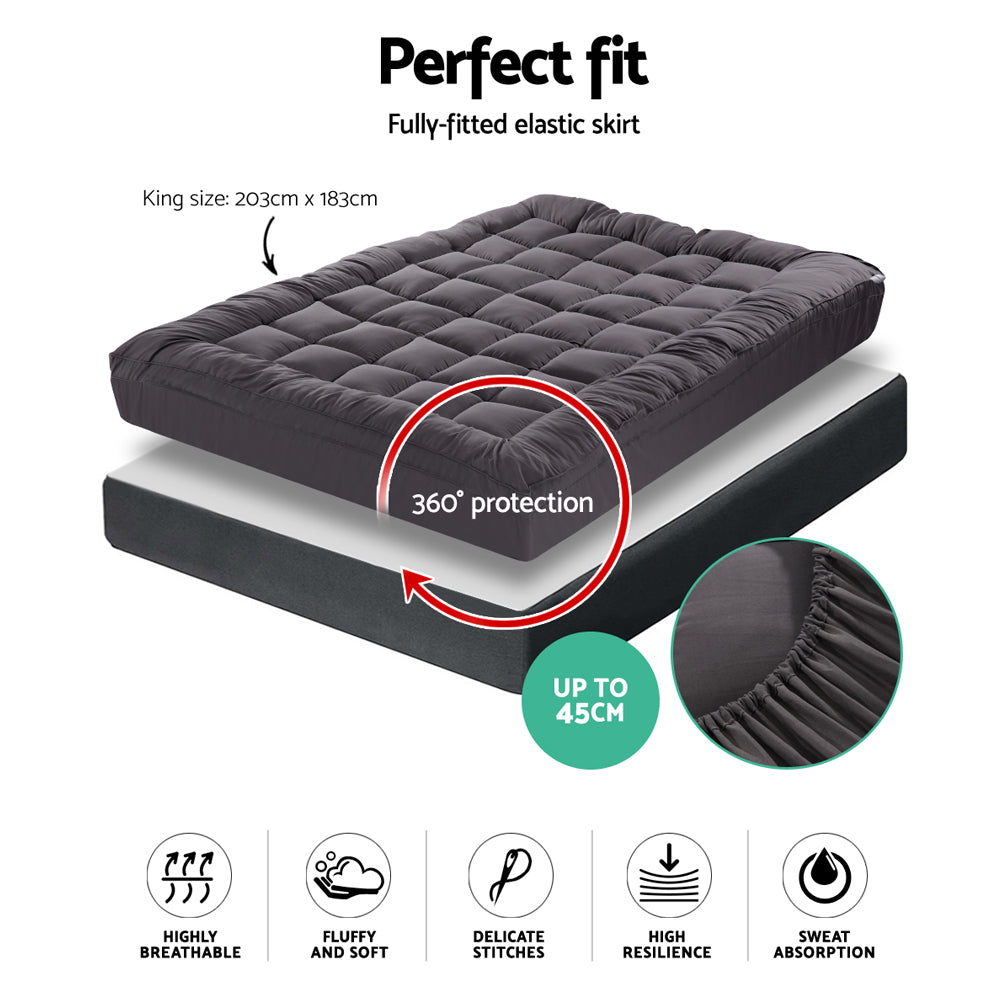 Giselle Bedding Mattress Topper Pillowtop Bamboo Charcoal King Chez Guru