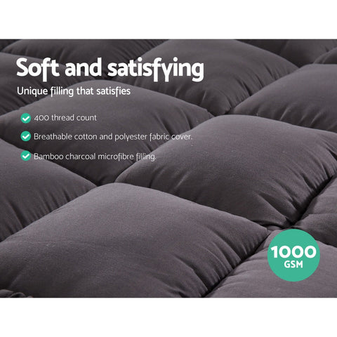 Giselle Bedding Mattress Topper Pillowtop Bamboo Charcoal King Single Chez Guru