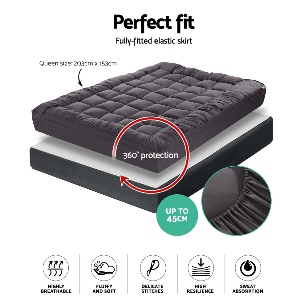 Giselle Bedding Mattress Topper Pillowtop Bamboo Charcoal Queen Chez Guru