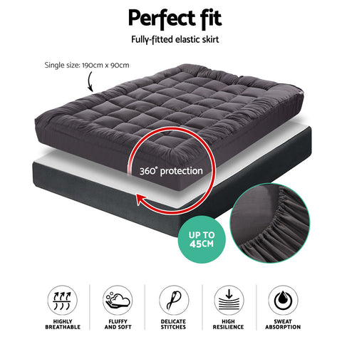 Giselle Bedding Mattress Topper Pillowtop Bamboo Charcoal Single Chez Guru