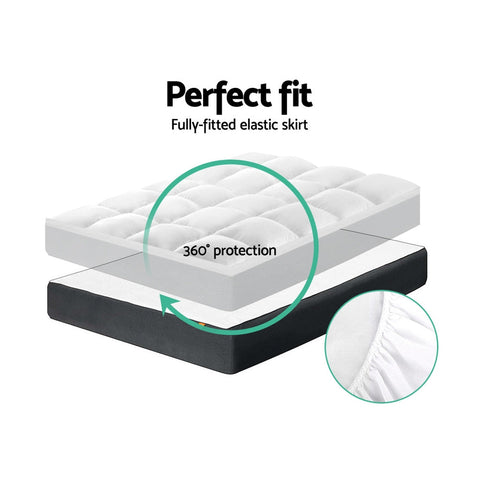 Giselle Queen Mattress Topper Pillowtop 1000GSM Microfibre Filling Protector Chez Guru