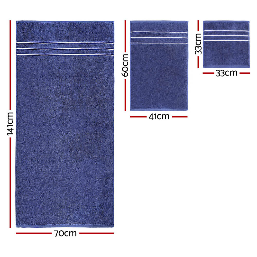 6 Pack Bath Towels Set Cotton Towel Navy Chez Guru