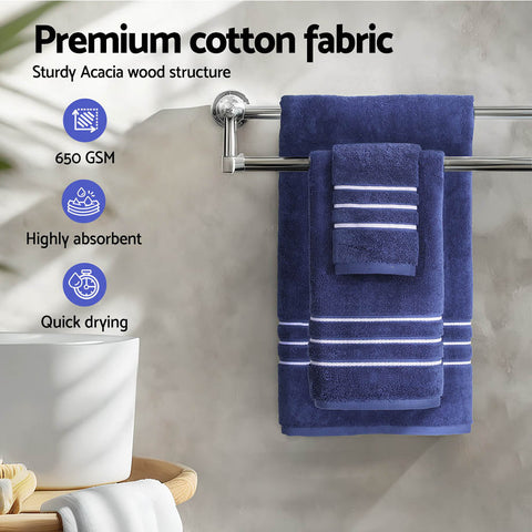 6 Pack Bath Towels Set Cotton Towel Navy Chez Guru