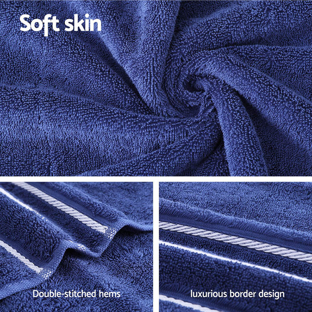 6 Pack Bath Towels Set Cotton Towel Navy Chez Guru