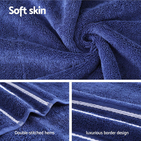 6 Pack Bath Towels Set Cotton Towel Navy Chez Guru