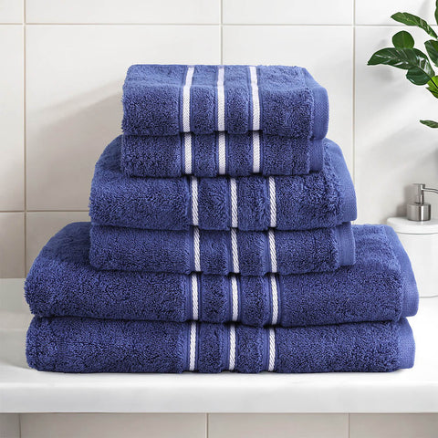 6 Pack Bath Towels Set Cotton Towel Navy Chez Guru