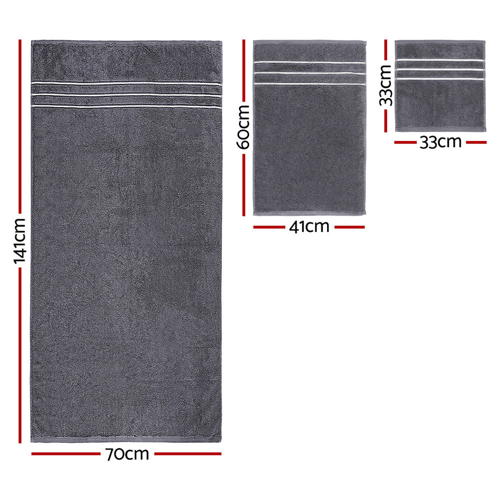 6 Pack Bath Towels Set Cotton Towel Grey Chez Guru