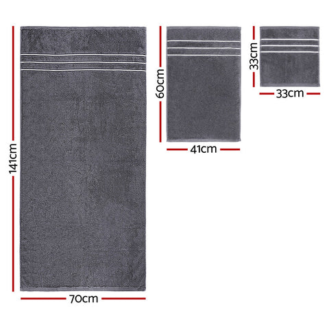 6 Pack Bath Towels Set Cotton Towel Grey Chez Guru