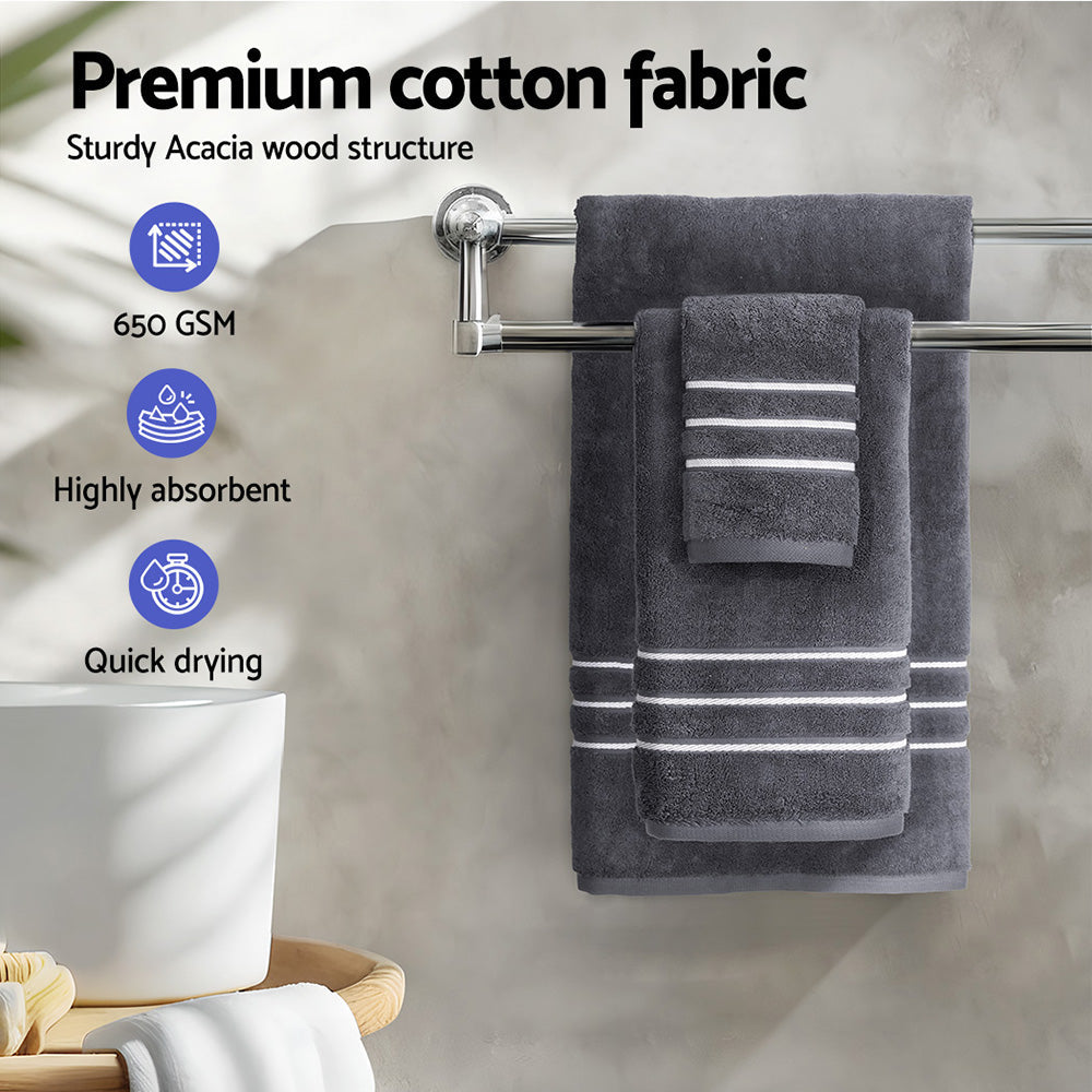 6 Pack Bath Towels Set Cotton Towel Grey Chez Guru