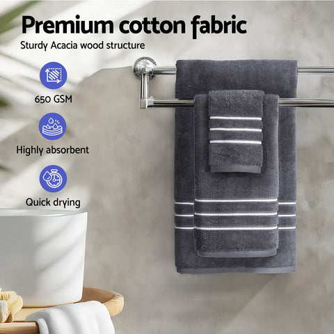 6 Pack Bath Towels Set Cotton Towel Grey Chez Guru