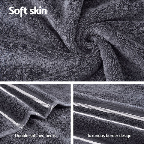 6 Pack Bath Towels Set Cotton Towel Grey Chez Guru