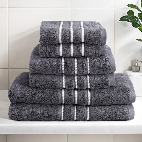 6 Pack Bath Towels Set Cotton Towel Grey Chez Guru
