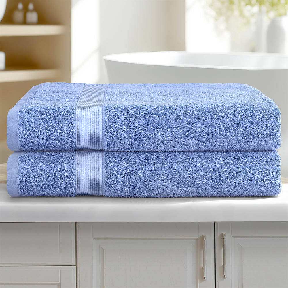 2 Pack Bath Sheets Set Cotton Extra Large Towel Blue Chez Guru