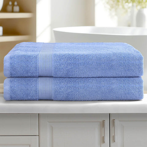 2 Pack Bath Sheets Set Cotton Extra Large Towel Blue Chez Guru