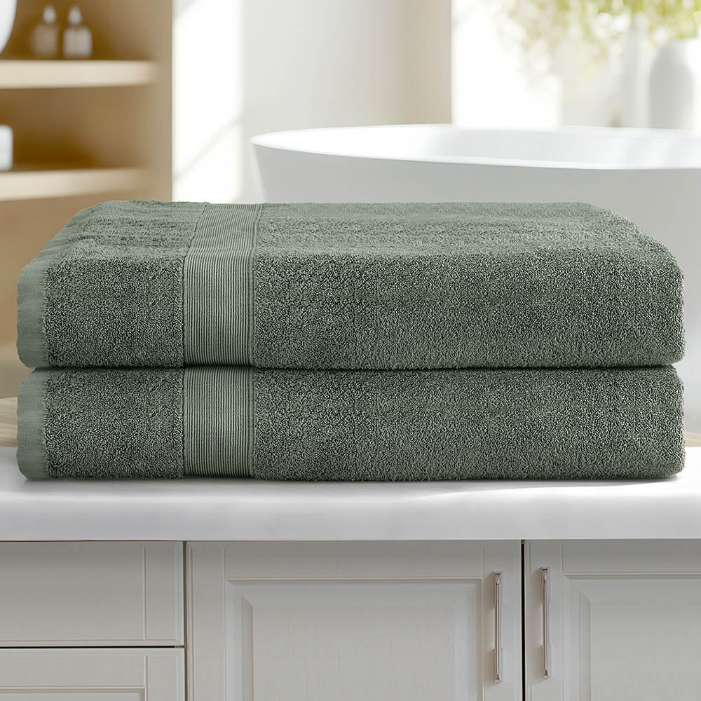2 Pack Bath Sheets Set Cotton Extra Large Towel Green Chez Guru