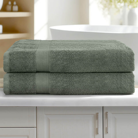 2 Pack Bath Sheets Set Cotton Extra Large Towel Green Chez Guru