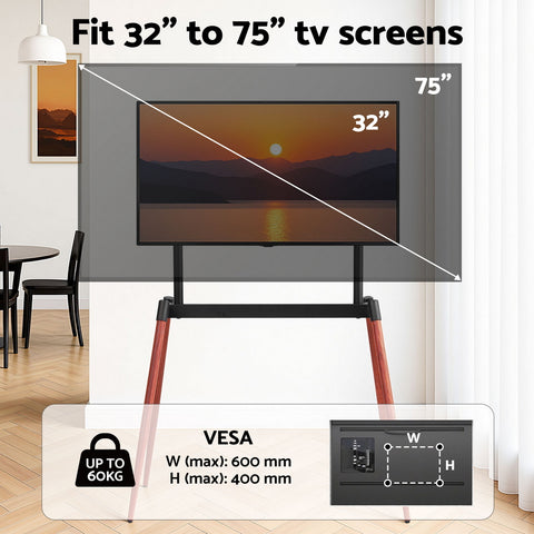 Artiss TV Stand 32-75 inch LED LCD Screen Wooden Floor Easel Height Adjustable