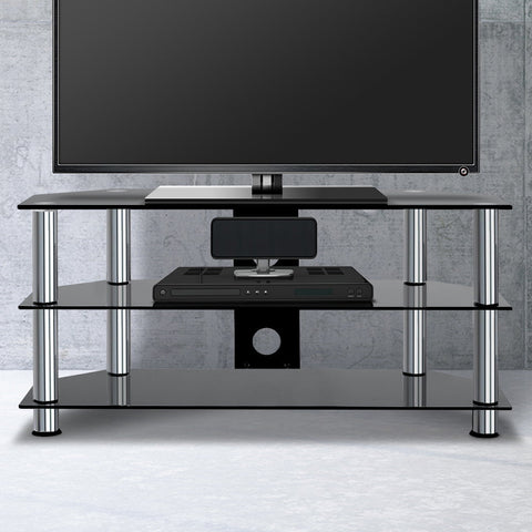 Artiss TV Stand 3 Tiers Storage Shelf Rack Tempered Glass Entertainment Unit Chez Guru